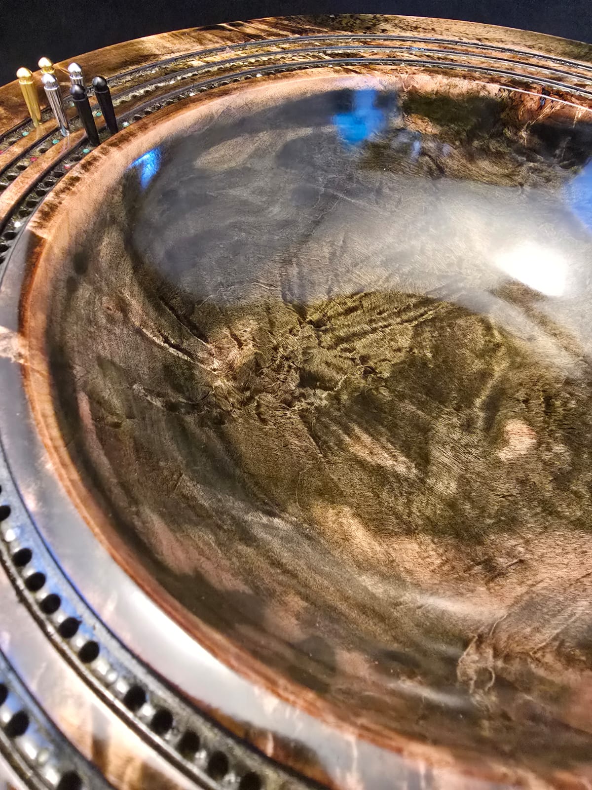 Camouflaged Dyed Silver Maple Cribbage Bowl - Image 5