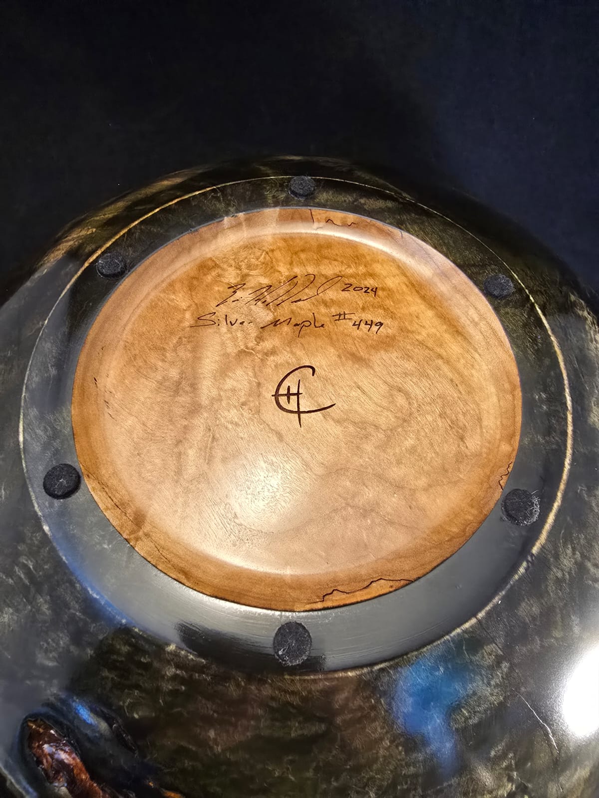 Camouflaged Dyed Silver Maple Cribbage Bowl - Image 4